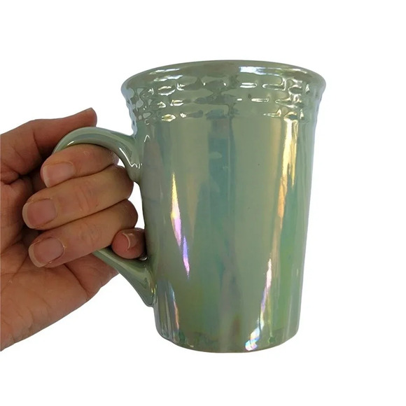 Belle Maison Iridescent Mint Green Mugs Set of 2 - Picture 2 of 11